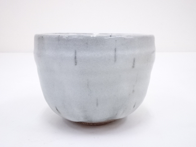 茶道具 西川実造 白釉流飛文 茶碗 共布 共箱 京焼 和食器(K-YC485) 茶道具 西川実造 白釉流飛文 茶碗 共布 共箱 京焼 和食器(K